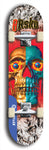 Limited edition, North American maple skateboard deck designed by underground artist BellyRash -- available in widths 7.5 to 8.5 inches in both mellow concave and steep concave shapes. Artwork: 8Rsku brand popsicle-shaped skateboard deck.