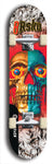 Limited edition, North American maple skateboard deck designed by underground artist BellyRash -- available in widths 7.5 to 8.5 inches in both mellow concave and steep concave shapes. Artwork: 8Rsku brand popsicle-shaped skateboard deck.