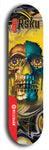 Limited edition, North American maple skateboard deck designed by underground artist BellyRash -- available in widths 7.5 to 8.5 inches in both mellow concave and steep concave shapes. Artwork: 8Rsku brand popsicle-shaped skateboard deck.