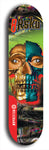 Limited edition, North American maple skateboard deck designed by underground artist BellyRash -- available in widths 7.5 to 8.5 inches in both mellow concave and steep concave shapes. Artwork: 8Rsku brand popsicle-shaped skateboard deck.