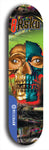 Limited edition, North American maple skateboard deck designed by underground artist BellyRash -- available in widths 7.5 to 8.5 inches in both mellow concave and steep concave shapes. Artwork: 8Rsku brand popsicle-shaped skateboard deck.