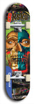 Limited edition, North American maple skateboard deck designed by underground artist BellyRash -- available in widths 7.5 to 8.5 inches in both mellow concave and steep concave shapes. Artwork: 8Rsku brand popsicle-shaped skateboard deck.