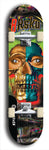 Limited edition, North American maple skateboard deck designed by underground artist BellyRash -- available in widths 7.5 to 8.5 inches in both mellow concave and steep concave shapes. Artwork: 8Rsku brand popsicle-shaped skateboard deck.