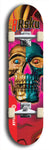 Limited edition, North American maple skateboard deck designed by underground artist BellyRash -- available in widths 7.5 to 8.5 inches in both mellow concave and steep concave shapes. Artwork: 8Rsku brand popsicle-shaped skateboard deck.