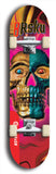 Limited edition, North American maple skateboard deck designed by underground artist BellyRash -- available in widths 7.5 to 8.5 inches in both mellow concave and steep concave shapes. Artwork: 8Rsku brand popsicle-shaped skateboard deck.