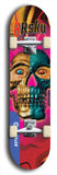 Limited edition, North American maple skateboard deck designed by underground artist BellyRash -- available in widths 7.5 to 8.5 inches in both mellow concave and steep concave shapes. Artwork: 8Rsku brand popsicle-shaped skateboard deck.