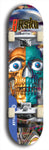 Limited edition, North American maple skateboard deck designed by underground artist BellyRash -- available in widths 7.5 to 8.5 inches in both mellow concave and steep concave shapes. Artwork: 8Rsku brand popsicle-shaped skateboard deck.