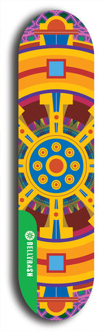 North American maple skateboard deck designed by underground artist BellyRash -- available in widths between 7.5 to 8.5 inches in both mellow concave and steep concave shapes from the BellyRash Limited Edition Blitz Deck series: DharmaMechanic