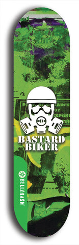 North American maple skateboard deck designed by underground artist BellyRash -- available in widths between 7.5 to 8.5 inches in both mellow concave and steep concave shapes from the BellyRash Limited Edition Blitz Deck series: Bastard Biker