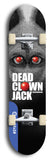 Skateboard deck: Limited edition, North American maple skateboard deck designed by underground artist BellyRash - available widths 7.5 to 8.5 inches in both mellow concave and steep concave shapes. Artwork: DEAD CLOWN JACK logo brand popsicle-shaped deck