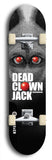 Skateboard deck: Limited edition, North American maple skateboard deck designed by underground artist BellyRash - available widths 7.5 to 8.5 inches in both mellow concave and steep concave shapes. Artwork: DEAD CLOWN JACK logo brand popsicle-shaped deck