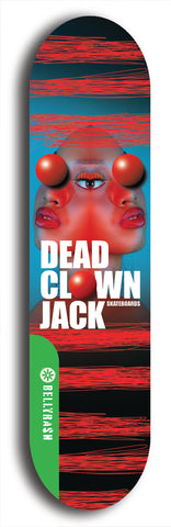 North American maple skateboard deck designed by underground artist BellyRash -- available in widths between 7.5 to 8.5 inches in both mellow concave and steep concave shapes from the BellyRash Limited Edition Blitz Deck series: Dead Clown Jack