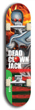 North American maple skateboard deck designed by underground artist BellyRash -- available in widths between 7.5 to 8.5 inches in both mellow concave and steep concave shapes from the BellyRash Limited Edition Blitz Deck series: Dead Clown Jack