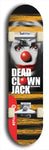 Skateboard deck: Limited edition, North American maple skateboard deck designed by underground artist BellyRash - available widths 7.5 to 8.5 inches in both mellow concave and steep concave shapes. Artwork: DEAD CLOWN JACK logo brand popsicle-shaped deck