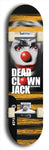 Skateboard deck: Limited edition, North American maple skateboard deck designed by underground artist BellyRash - available widths 7.5 to 8.5 inches in both mellow concave and steep concave shapes. Artwork: DEAD CLOWN JACK logo brand popsicle-shaped deck