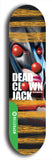 North American maple skateboard deck designed by underground artist BellyRash -- available in widths between 7.5 to 8.5 inches in both mellow concave and steep concave shapes from the BellyRash Limited Edition Blitz Deck series: Dead Clown Jack