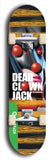 North American maple skateboard deck designed by underground artist BellyRash -- available in widths between 7.5 to 8.5 inches in both mellow concave and steep concave shapes from the BellyRash Limited Edition Blitz Deck series: Dead Clown Jack