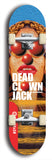 Skateboard deck: Limited edition, North American maple skateboard deck designed by underground artist BellyRash - available widths 7.5 to 8.5 inches in both mellow concave and steep concave shapes. Artwork: DEAD CLOWN JACK logo brand popsicle-shaped deck