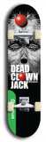 North American maple skateboard deck designed by underground artist BellyRash -- available in widths between 7.5 to 8.5 inches in both mellow concave and steep concave shapes from the BellyRash Limited Edition Blitz Deck series: Dead Clown Jack