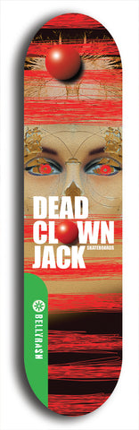 North American maple skateboard deck designed by underground artist BellyRash -- available in widths between 7.5 to 8.5 inches in both mellow concave and steep concave shapes from the BellyRash Limited Edition Blitz Deck series: Dead Clown Jack
