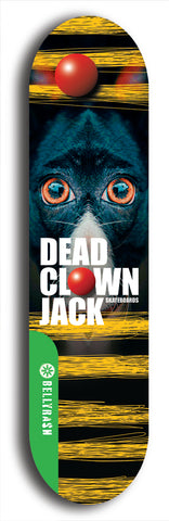 North American maple skateboard deck designed by underground artist BellyRash -- available in widths between 7.5 to 8.5 inches in both mellow concave and steep concave shapes from the BellyRash Limited Edition Blitz Deck series: Dead Clown Jack
