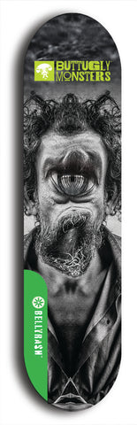 North American maple skateboard deck designed by underground artist BellyRash -- available in widths between 7.5 to 8.5 inches in both mellow concave and steep concave shapes from the BellyRash Limited Edition Blitz Deck series: Buttugly Monsters