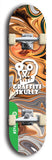 North American maple skateboard deck designed by underground artist BellyRash -- available in widths between 7.5 to 8.5 inches in both mellow concave and steep concave shapes from the BellyRash Limited Edition Blitz Deck series: Graffiti Skullz
