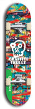 North American maple skateboard deck designed by underground artist BellyRash -- available in widths between 7.5 to 8.5 inches in both mellow concave and steep concave shapes from the BellyRash Limited Edition Blitz Deck series: Graffiti Skullz