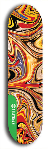 North American maple skateboard deck designed by underground artist BellyRash -- available in widths between 7.5 to 8.5 inches in both mellow concave and steep concave shapes from the BellyRash Limited Edition Blitz Deck series: Abex Liquid