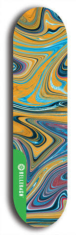 North American maple skateboard deck designed by underground artist BellyRash -- available in widths between 7.5 to 8.5 inches in both mellow concave and steep concave shapes from the BellyRash Limited Edition Blitz Deck series: Abex Liquid