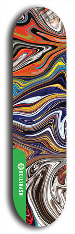 North American maple skateboard deck designed by underground artist BellyRash -- available in widths between 7.5 to 8.5 inches in both mellow concave and steep concave shapes from the BellyRash Limited Edition Blitz Deck series: Abex Liquid