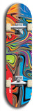 Limited edition, North American maple skateboard deck designed by underground artist BellyRash - available widths 7.5 to 8.5 inches in both mellow concave and steep concave shapes. Artwork: ABEX LIQUID brand popsicle-shaped with a multi-colored swirling patterned background