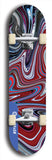 Limited edition, North American maple skateboard deck designed by underground artist BellyRash - available widths 7.5 to 8.5 inches in both mellow concave and steep concave shapes. Artwork: ABEX LIQUID brand popsicle-shaped with a multi-colored swirling patterned background