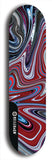 Limited edition, North American maple skateboard deck designed by underground artist BellyRash - available widths 7.5 to 8.5 inches in both mellow concave and steep concave shapes. Artwork: ABEX LIQUID brand popsicle-shaped with a multi-colored swirling patterned background