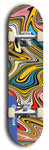 Limited edition, North American maple skateboard deck designed by underground artist BellyRash - available widths 7.5 to 8.5 inches in both mellow concave and steep concave shapes. Artwork: ABEX LIQUID brand popsicle-shaped with a multi-colored swirling patterned background