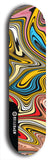 Limited edition, North American maple skateboard deck designed by underground artist BellyRash - available widths 7.5 to 8.5 inches in both mellow concave and steep concave shapes. Artwork: ABEX LIQUID brand popsicle-shaped with a multi-colored swirling patterned background