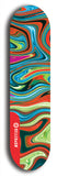 Limited edition, North American maple skateboard deck designed by underground artist BellyRash - available widths 7.5 to 8.5 inches in both mellow concave and steep concave shapes. Artwork: ABEX LIQUID brand popsicle-shaped with a multi-colored swirling patterned background