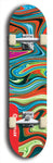 Limited edition, North American maple skateboard deck designed by underground artist BellyRash - available widths 7.5 to 8.5 inches in both mellow concave and steep concave shapes. Artwork: ABEX LIQUID brand popsicle-shaped with a multi-colored swirling patterned background