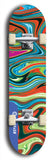 Limited edition, North American maple skateboard deck designed by underground artist BellyRash - available widths 7.5 to 8.5 inches in both mellow concave and steep concave shapes. Artwork: ABEX LIQUID brand popsicle-shaped with a multi-colored swirling patterned background