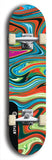 Limited edition, North American maple skateboard deck designed by underground artist BellyRash - available widths 7.5 to 8.5 inches in both mellow concave and steep concave shapes. Artwork: ABEX LIQUID brand popsicle-shaped with a multi-colored swirling patterned background