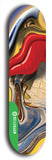 North American maple skateboard deck designed by underground artist BellyRash -- available in widths between 7.5 to 8.5 inches in both mellow concave and steep concave shapes from the BellyRash Limited Edition Blitz Deck series: Abex Liquid