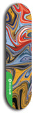 North American maple skateboard deck designed by underground artist BellyRash -- available in widths between 7.5 to 8.5 inches in both mellow concave and steep concave shapes from the BellyRash Limited Edition Blitz Deck series: Abex Liquid