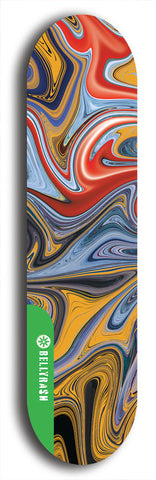 North American maple skateboard deck designed by underground artist BellyRash -- available in widths between 7.5 to 8.5 inches in both mellow concave and steep concave shapes from the BellyRash Limited Edition Blitz Deck series: Abex Liquid