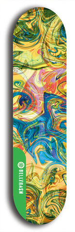 North American maple skateboard deck designed by underground artist BellyRash -- available in widths between 7.5 to 8.5 inches in both mellow concave and steep concave shapes from the BellyRash Limited Edition Blitz Deck series: Abex Liquid