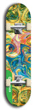 North American maple skateboard deck designed by underground artist BellyRash -- available in widths between 7.5 to 8.5 inches in both mellow concave and steep concave shapes from the BellyRash Limited Edition Blitz Deck series: Abex Liquid