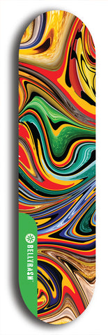 North American maple skateboard deck designed by underground artist BellyRash -- available in widths between 7.5 to 8.5 inches in both mellow concave and steep concave shapes from the BellyRash Limited Edition Blitz Deck series: Abex Liquid