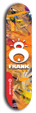 Limited edition, North American maple skateboard deck designed by underground artist BellyRash -- available in widths 7.5 to 8.5 inches in both mellow concave and steep concave shapes. Artwork: FRANK brand popsicle-shaped skateboard deck with large white FRANK logo on blue background