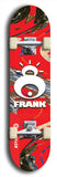 Limited edition, North American maple skateboard deck designed by underground artist BellyRash -- available in widths 7.5 to 8.5 inches in both mellow concave and steep concave shapes. Artwork: FRANK brand popsicle-shaped skateboard deck with large white FRANK logo on blue background