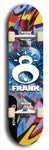 North American maple skateboard deck designed by underground artist BellyRash -- available in widths between 7.5 to 8.5 inches in both mellow concave and steep concave shapes. Artwork: street art and street artist and Frank logo 