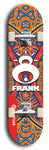 North American maple skateboard deck designed by underground artist BellyRash -- available in widths between 7.5 to 8.5 inches in both mellow concave and steep concave shapes. Artwork: street art and street artist and Frank logo 